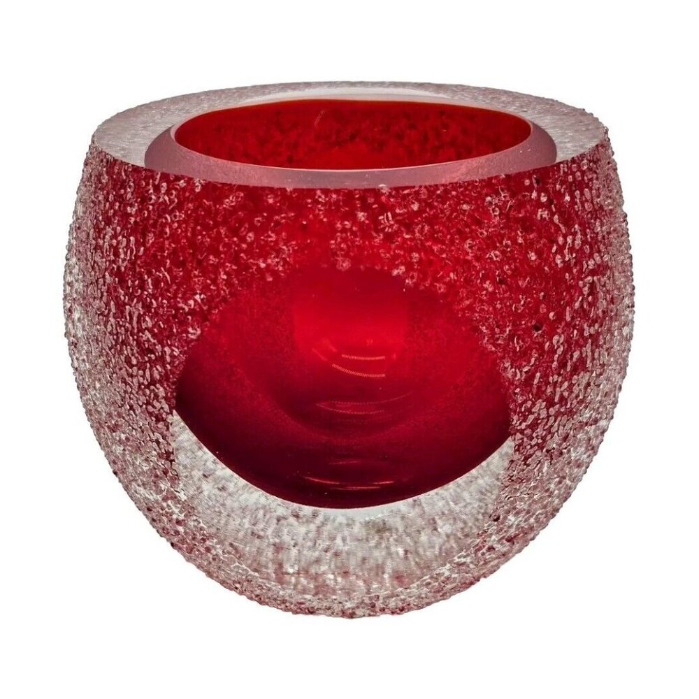 Fifth Ave Red Geode Frosted Votive Candleholder Hollywood Regency Glam Christmas